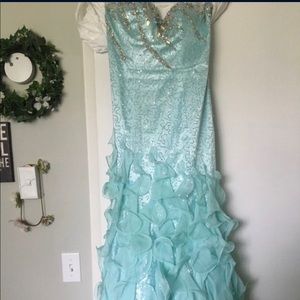 Turquoise mermaid prom dress